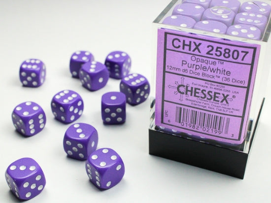 Chessex - Set 12 Dadi 16 mm Opachi Purple/White
