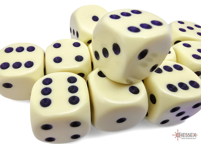 Opaque Pastel Yellow/black 16mm d6 Dice Block (12 dice)