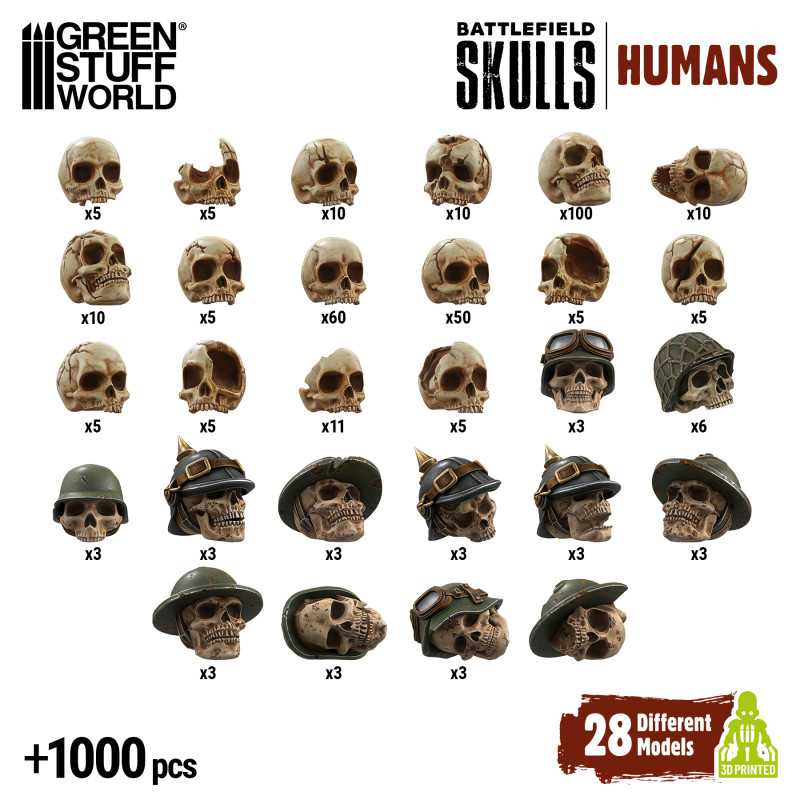 1000x Teschi in Resina humans 1:48-1:35