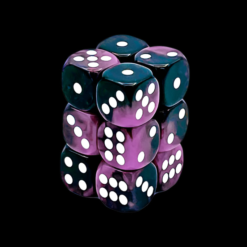 12x Dadi D6 16mm - Rosa Marmo