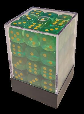 Set 36 Dadi 12 mm - Trasparenti Verde/Numeri Bianchi