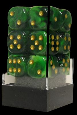 Set 12 Dadi 16 mm Vortex Green w/gold