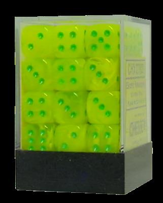 Set 36 Dadi 12 mm Vortex Electric Yellow w/green