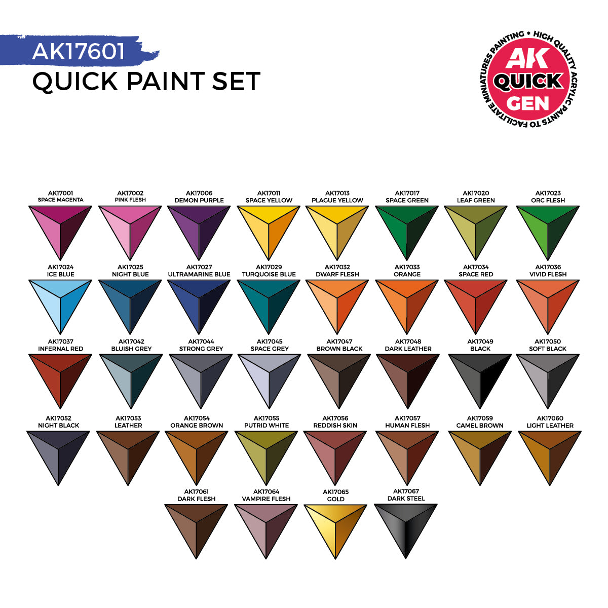 QUICK PAINT SET-36 QUICK GEN COLORS (+2 FREE BRUSHES)