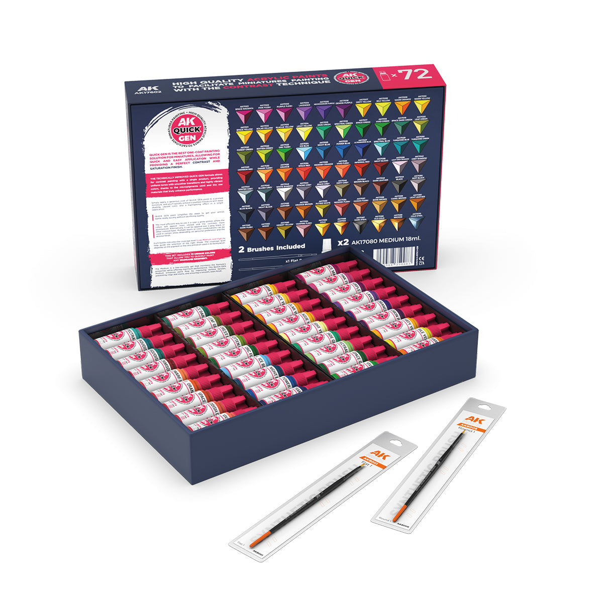 QUICK PAINT SET-72 QUICK GEN (+2 MEDIUM 18ML +2 FREE BRUSHES)
