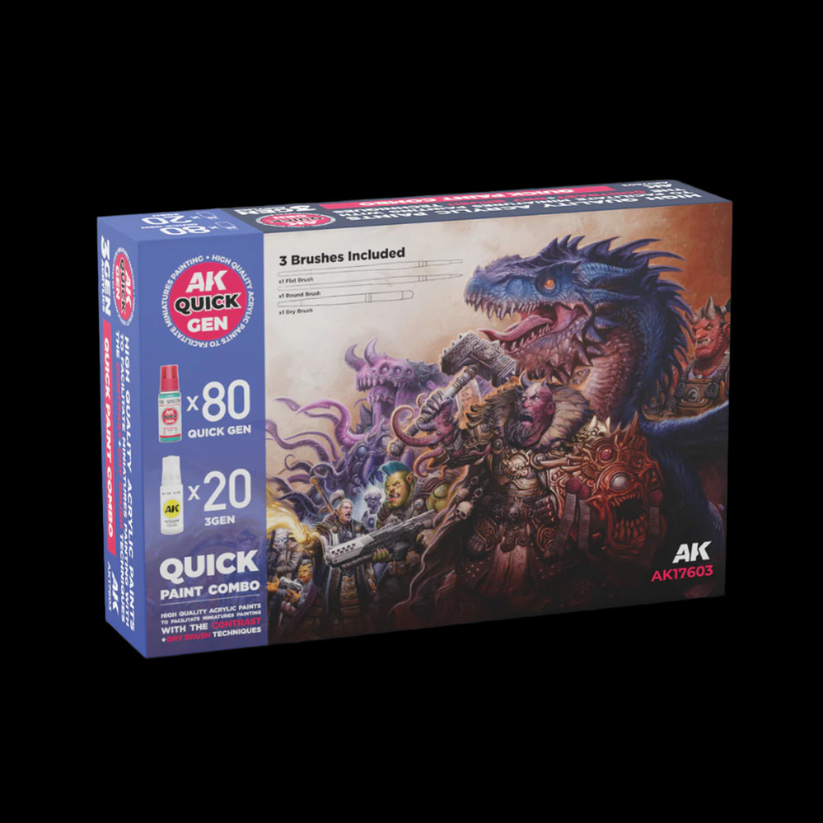 QUICK PAINT COMBO-100 COLORS (80 QUICK GEN +20 3GEN +3 FREE BRUSHES +1 MEDIUM 18ML)