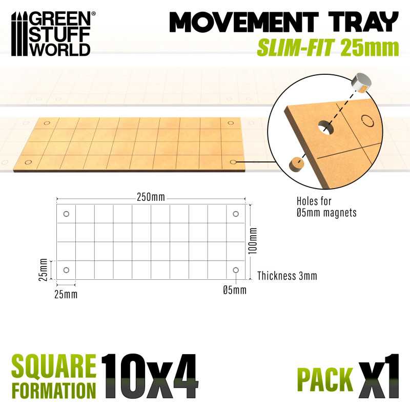 Vassoi di Movimento MDF - Quadrate Slimfit 250x100mm
