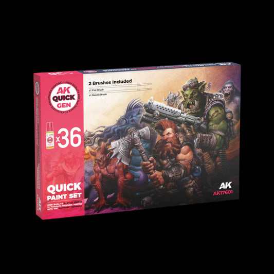 QUICK PAINT SET-36 QUICK GEN COLORS (+2 FREE BRUSHES)