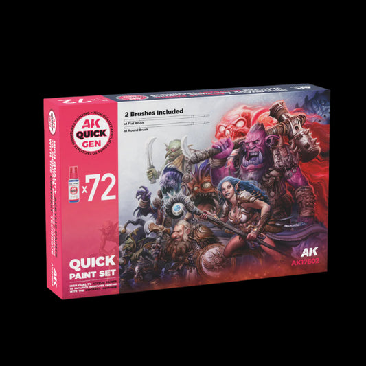 QUICK PAINT SET-72 QUICK GEN (+2 MEDIUM 18ML +2 FREE BRUSHES)