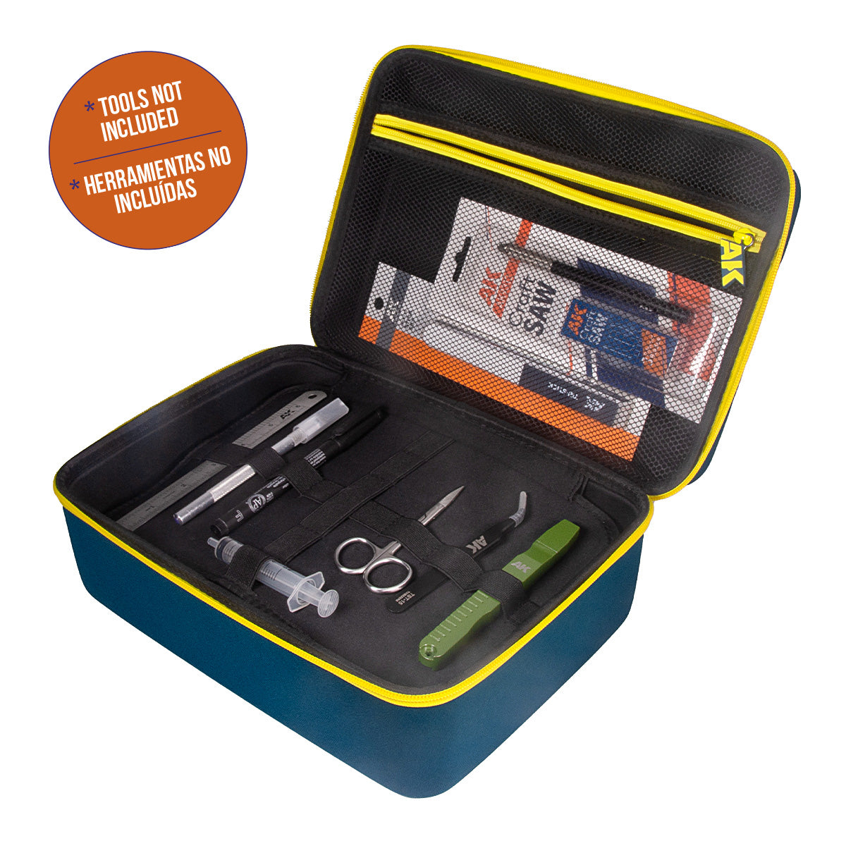TOOL AND ACCESSORY CASE (not included) – ESTUCHE PARA HERRAMIENTAS Y ACCESORIOS (no incluidas)