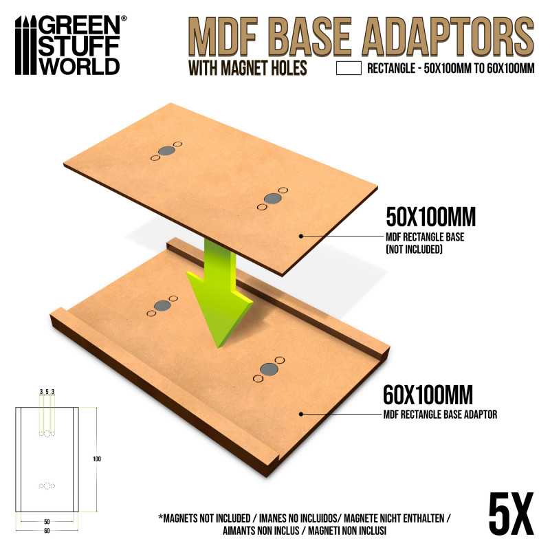 Base adaptors MDF - Rettangolare 50x100mm a 60x100mm