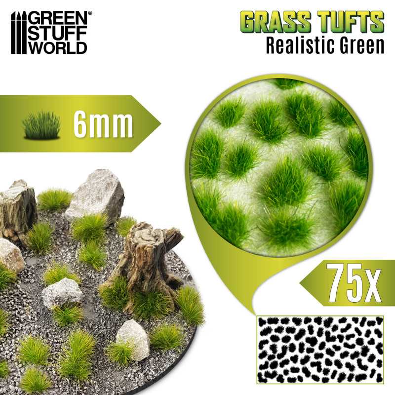 Ciuffi d'Erba - Tuft 6 mm - Verde Realistico
