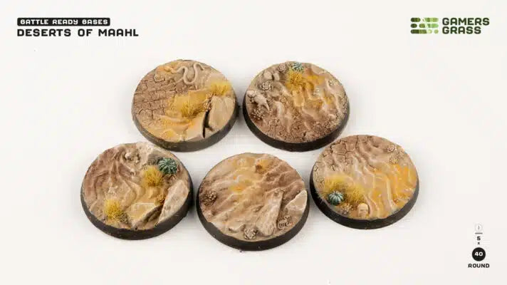 Deserts of Maahl Bases, Round 40mm (x5)
