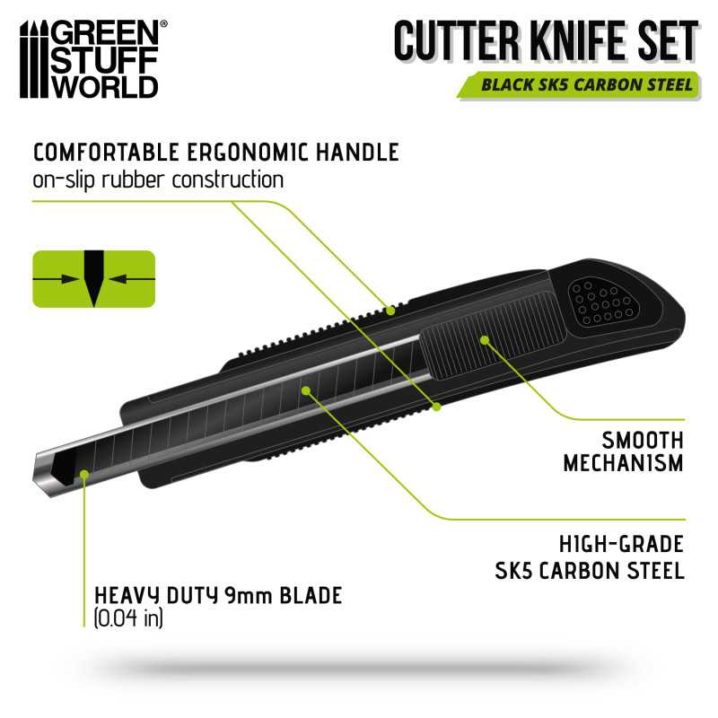 Taglierino Modellismo grande + lamette acciaio nero